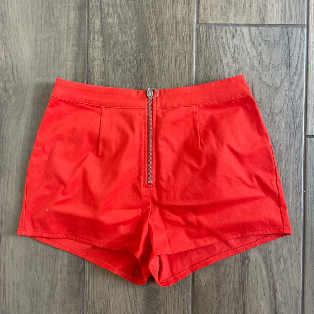 By the way red zip up shorts